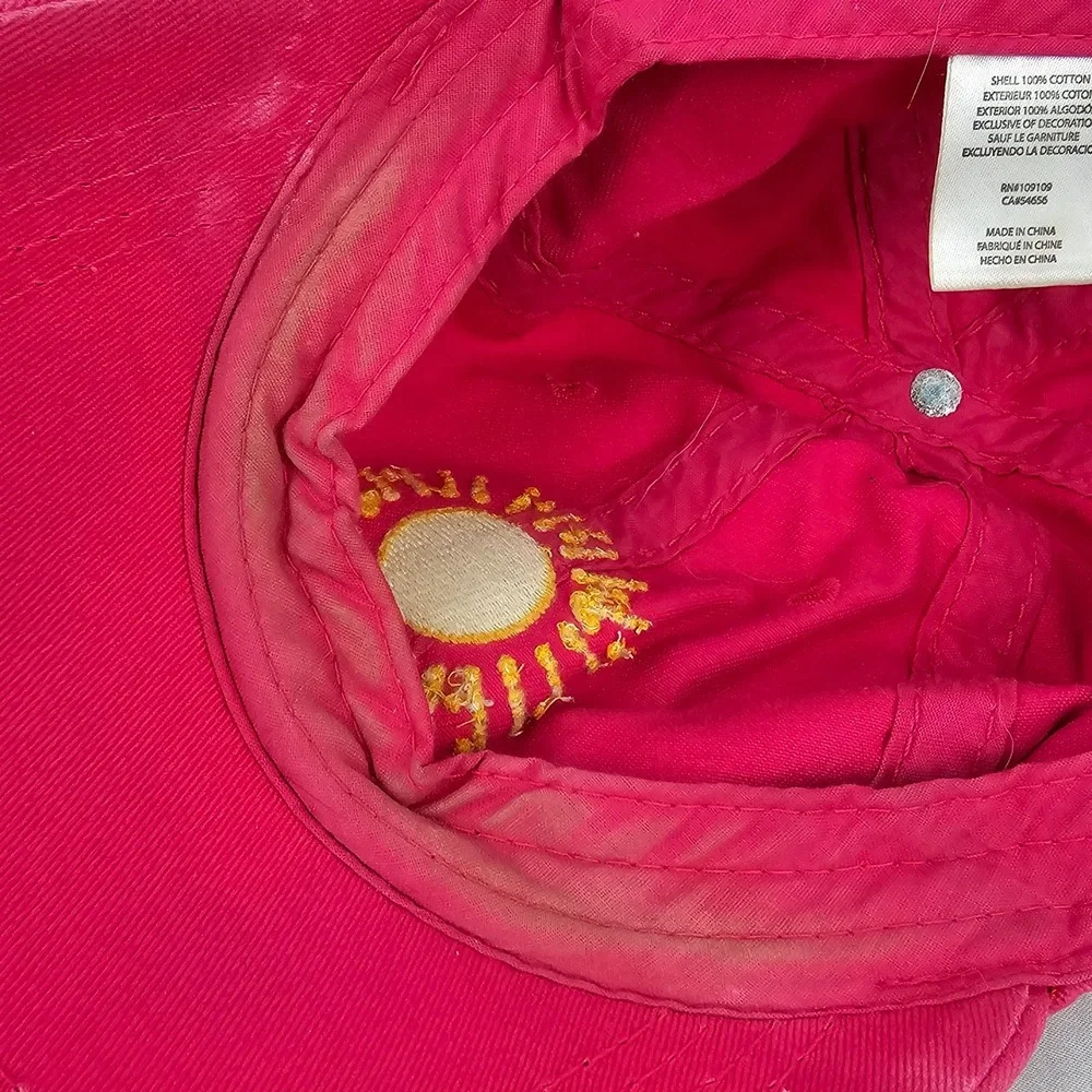 Life‎ is Good Women's Pink Sun Embroidered Distressed Baseball Cap Hat One Size